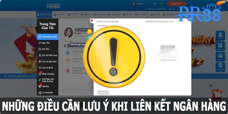 Những điều cần lưu ý khi liên kết ngân hàng RR88